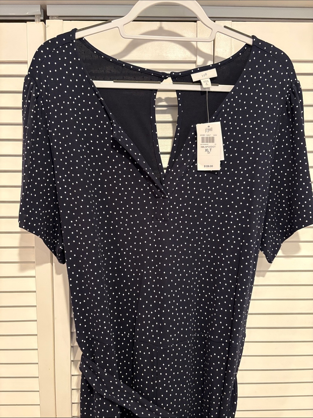 J. Jill Navy Polka Dot Jumpsuit, full length